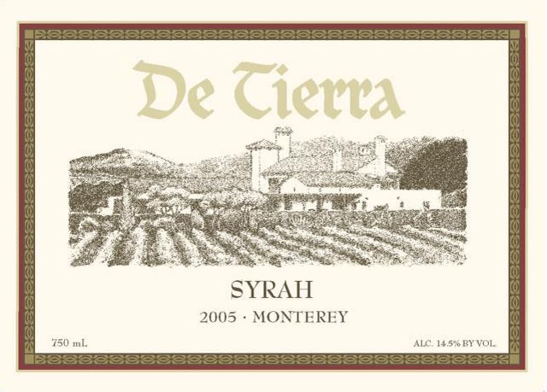 De Tierra Vineyard Syrah 2005 Front Label