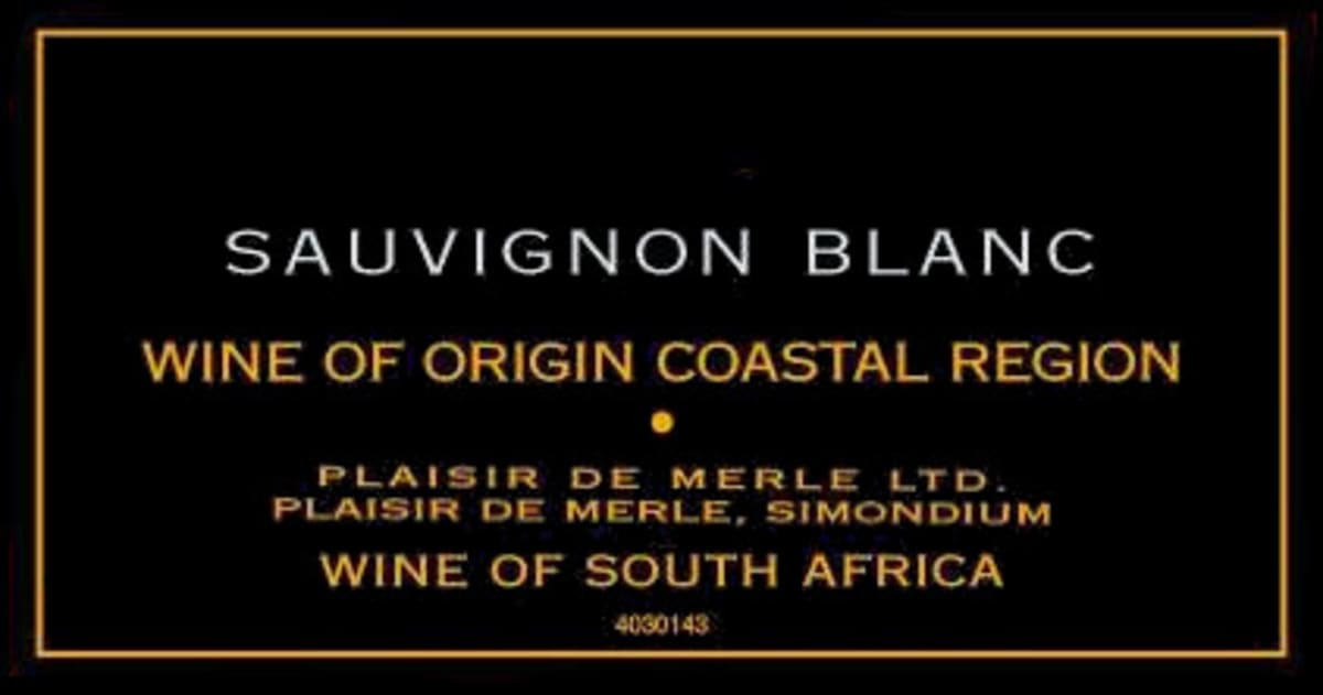 Plaisir de Merle Sauvignon Blanc 2010 Front Label