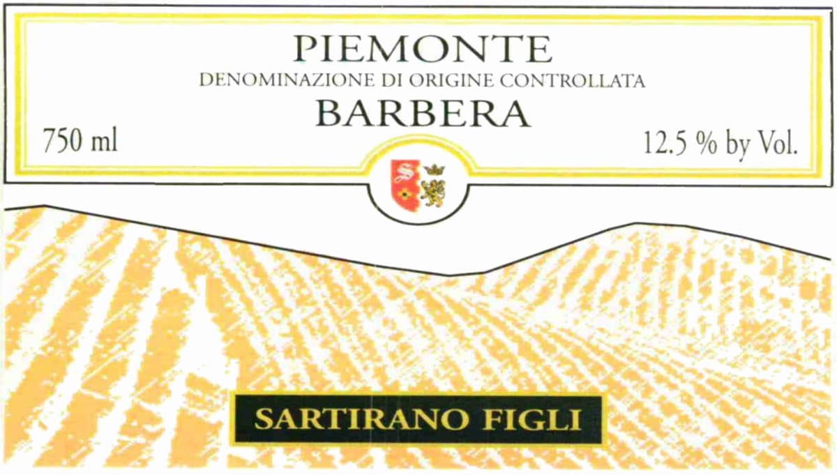 Sartirano Figli Cantine e Vigneti Piemonte Barbera 2014 Front Label