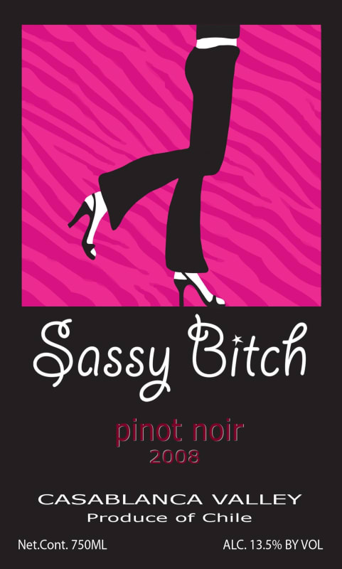 Sassy Bitch Wines Casablanca Valley Pinot Noir 2008 Front Label