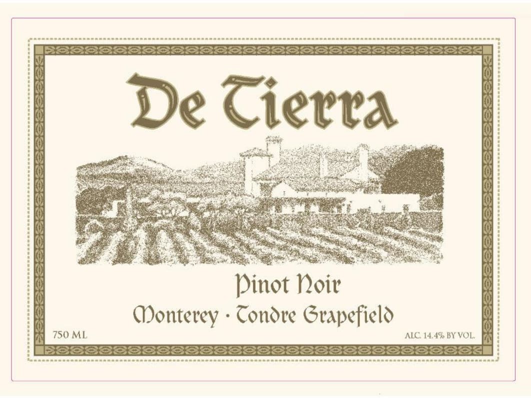 De Tierra Vineyard Tondre Grapefield Pinot Noir 2012 Front Label