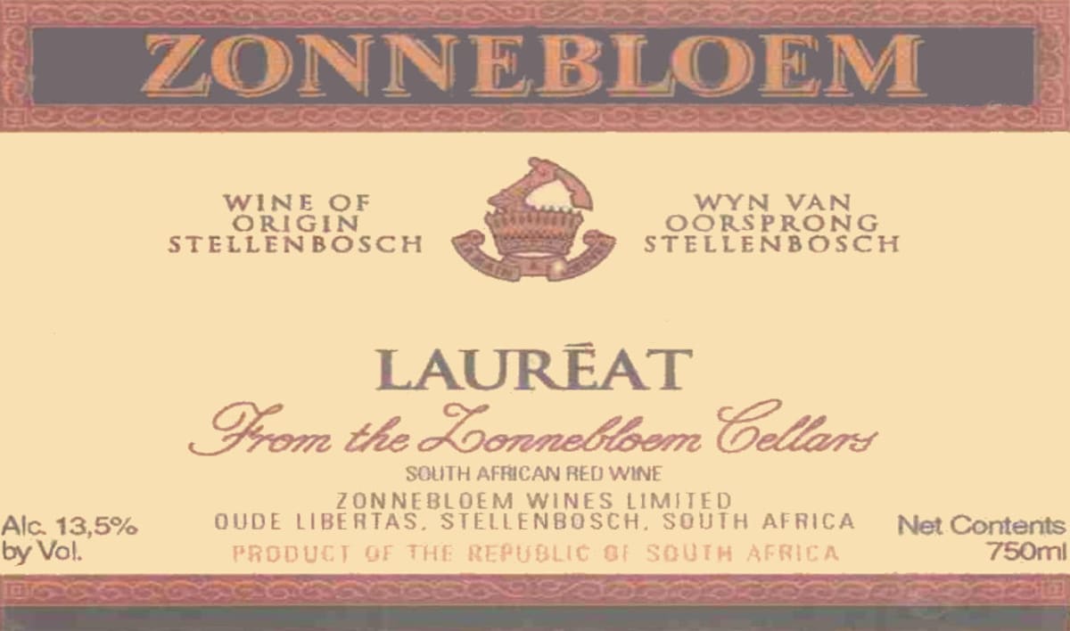 Zonnebloem Laureat 2009 Front Label
