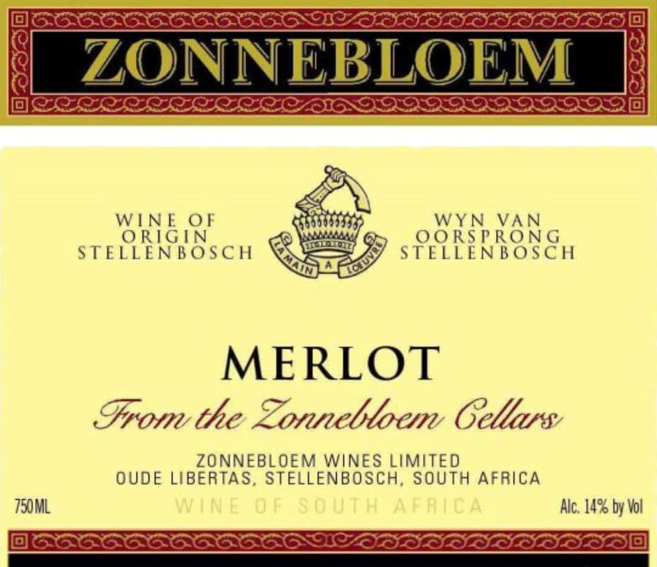 Zonnebloem Merlot 2011 Front Label
