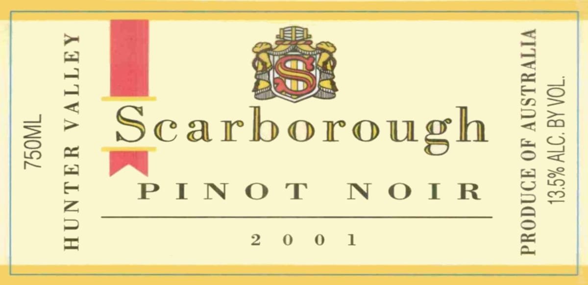Scarborough Wine Vintage Blend Pinot Noir 2001 Front Label