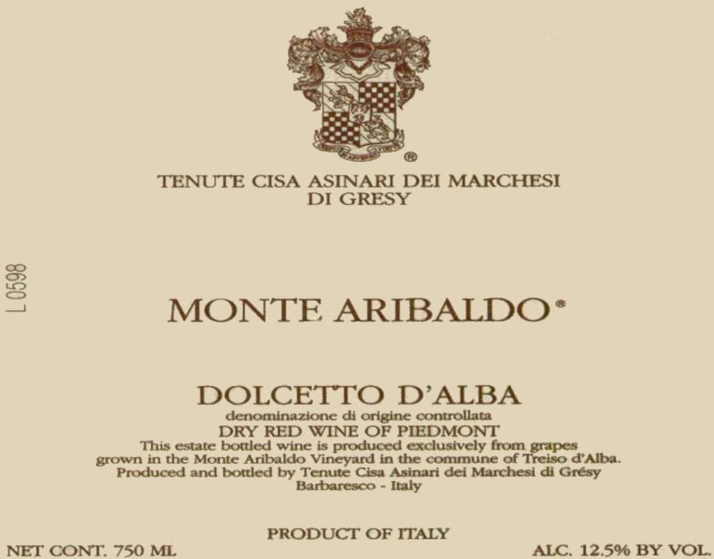 Marchesi di Gresy Dolcetto d'Alba Aribaldo 2005 Front Label