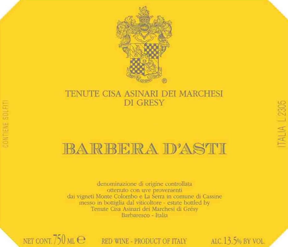 Marchesi di Gresy Barbera d'Asti 2005 Front Label