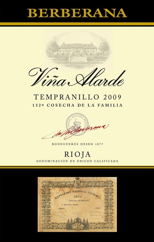 Berberana Vina Alarde 2009 Front Label