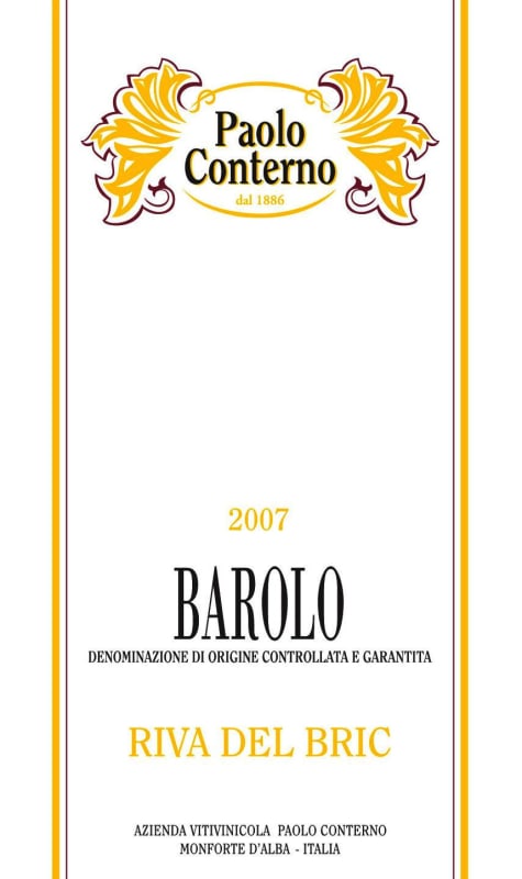 Paolo Conterno Barolo Riva del Bric 2007 Front Label