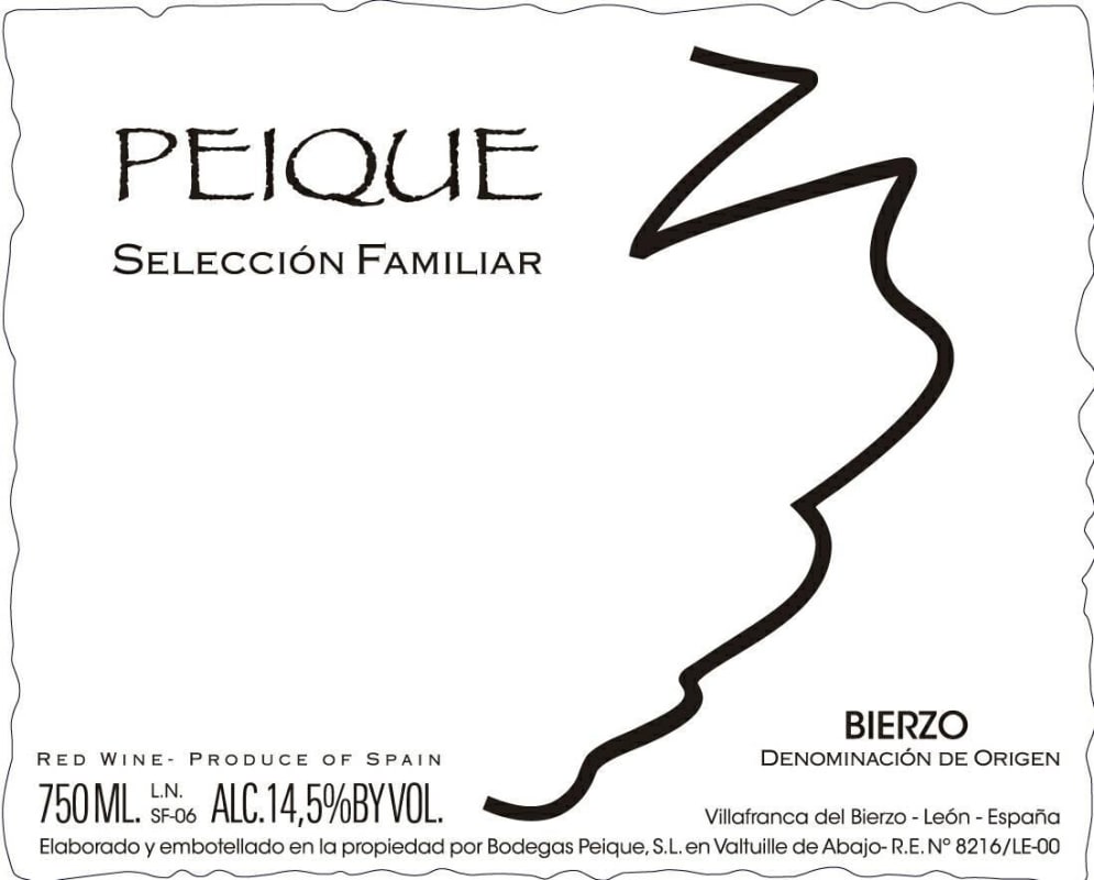 Bodegas Peique Seleccion Familiar 2010 Front Label