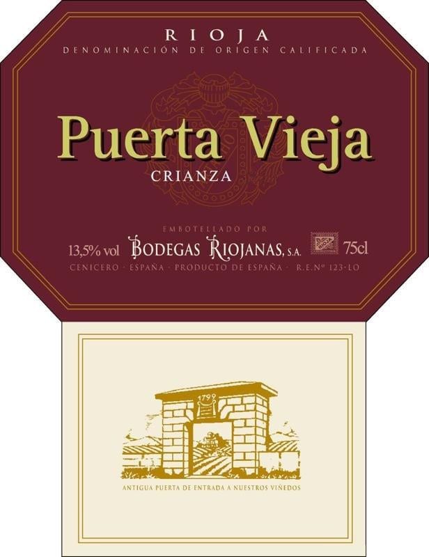 Bodegas Riojanas Puerta Vieja 2012 Front Label