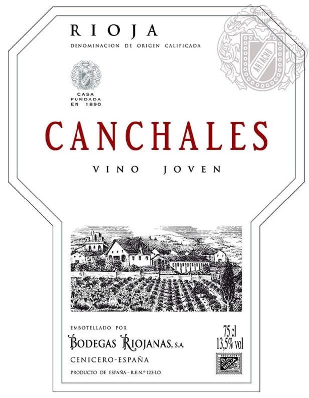 Bodegas Riojanas Canchales Vino Joven 2015 Front Label