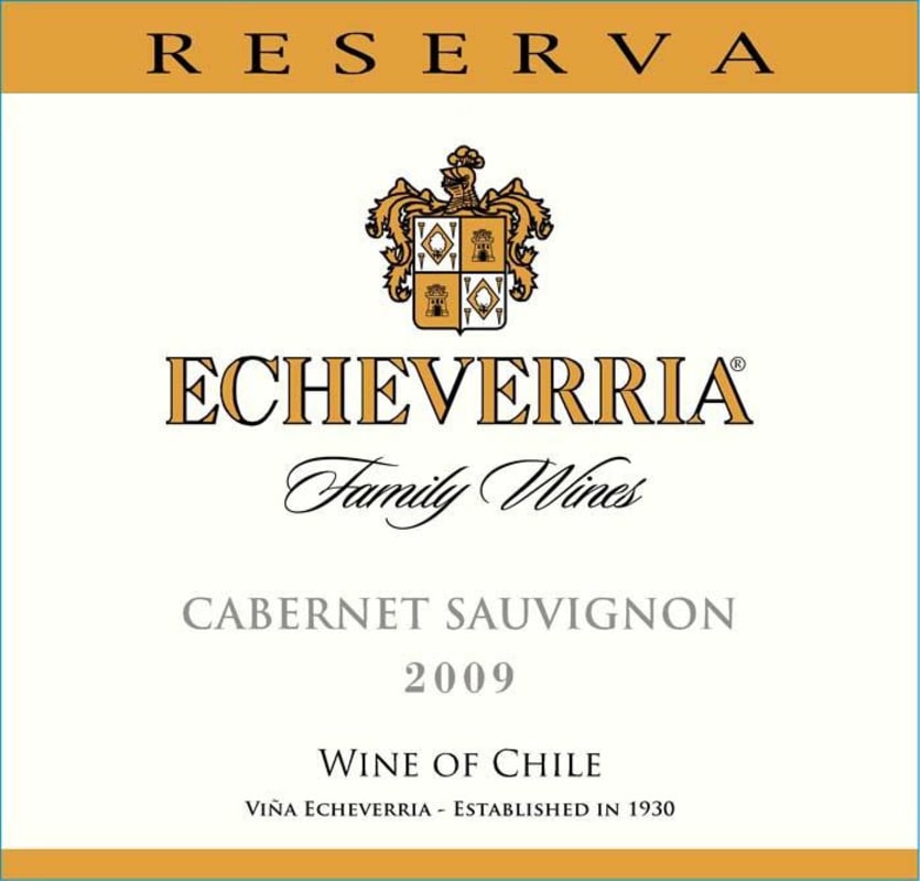 Echeverria Reserva Cabernet Sauvignon 2009 Front Label
