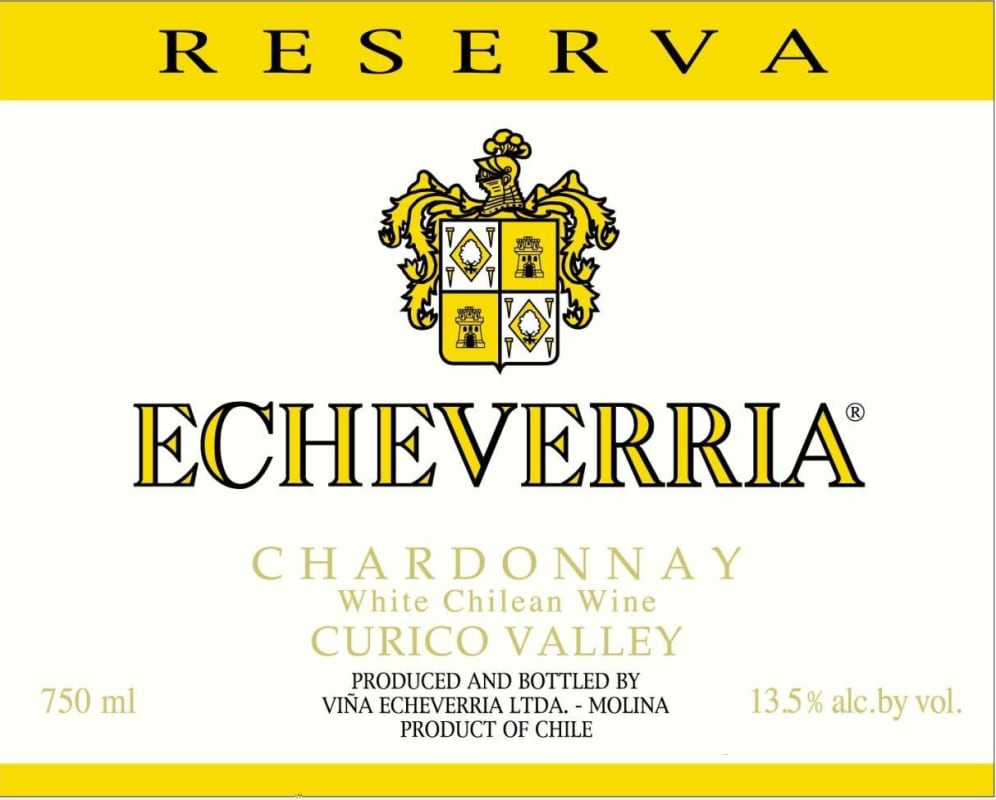 Echeverria Reserva Chardonnay 2014 Front Label