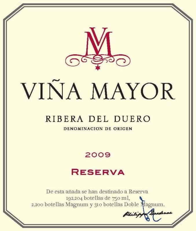 Vina Mayor Reserva 2009 Front Label