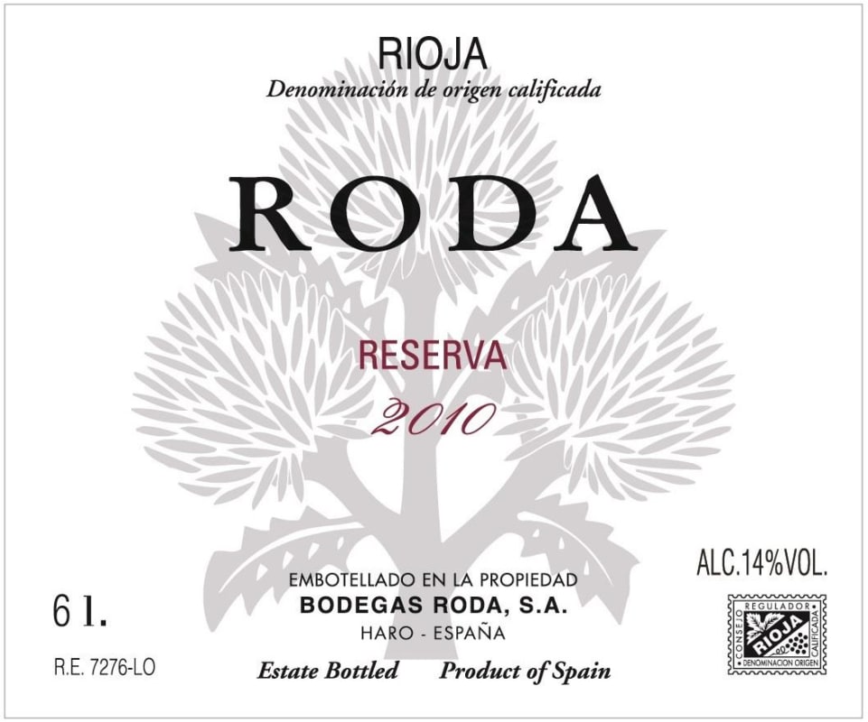 Bodegas Roda Reserva 2010 Front Label