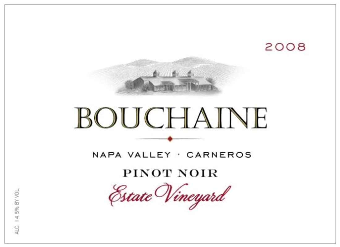 Bouchaine Estate Vineyard Pinot Noir 2008 Front Label