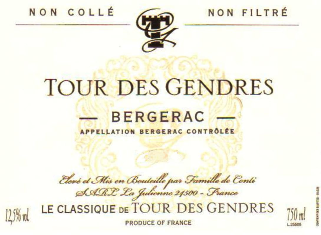 Tour des Gendres Bergerac Rouge 2005 Front Label