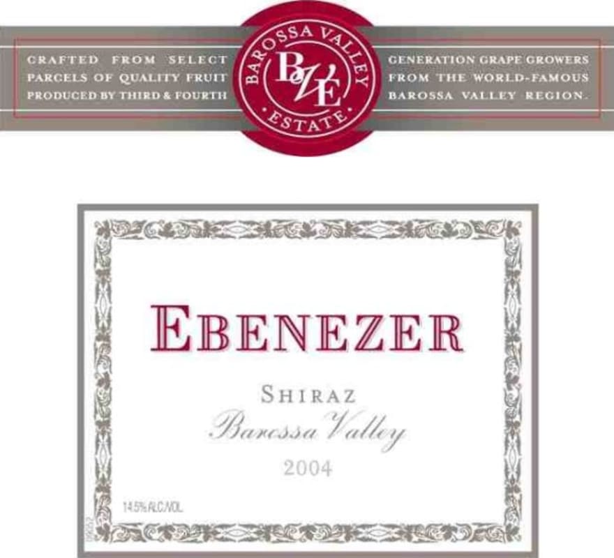 Barossa Valley Estate Ebenezer Shiraz 2004 Front Label