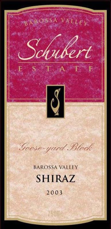 Schubert Estate Goose-Yard Block Shiraz 2003 Front Label
