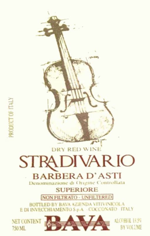 Bava Stradivario Barbera 1999 Front Label
