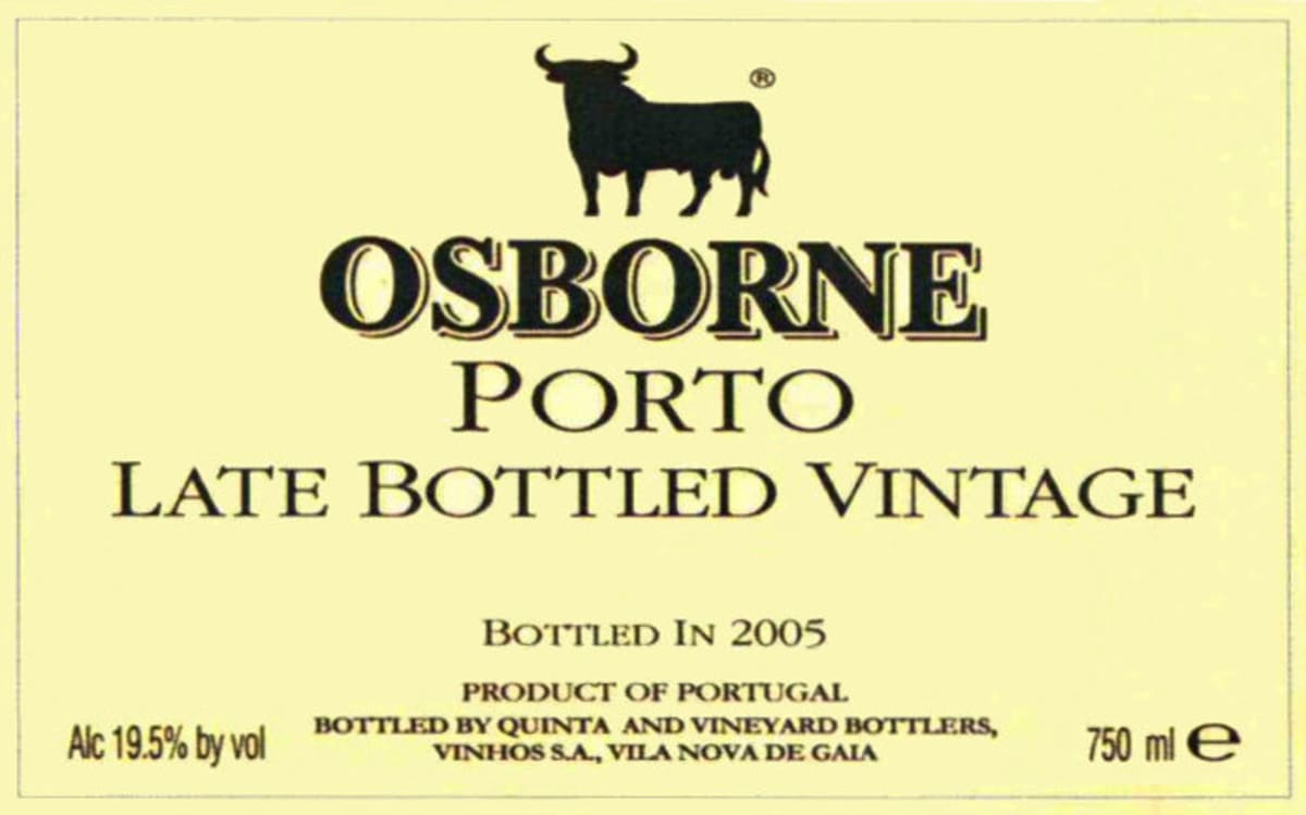 Osborne Late Bottled Vinatge Porto 2008 Front Label