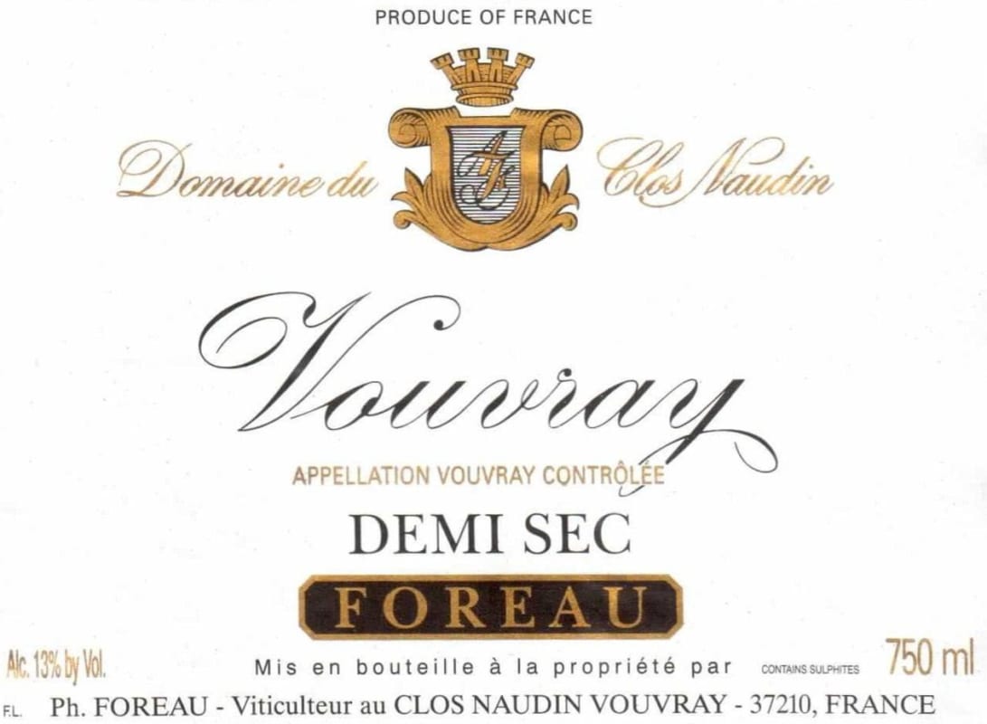 Philippe Foreau Vouvray Clos Naudin Demi Sec 2009 Front Label