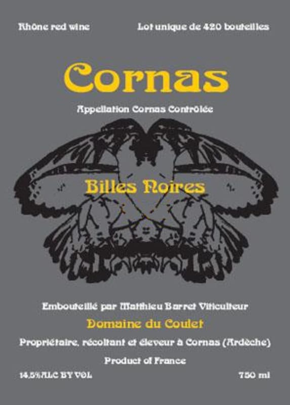Domaine du Coulet Cornas Billes Noires 2004 Front Label