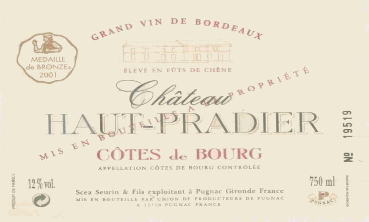 Chateau Haut-Pradier Cotes de Bourg 2006 Front Label