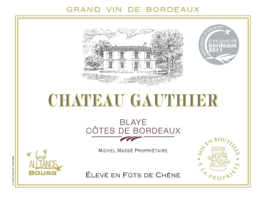 Chateau Gauthier Blaye Cotes de Bordeaux 2010 Front Label