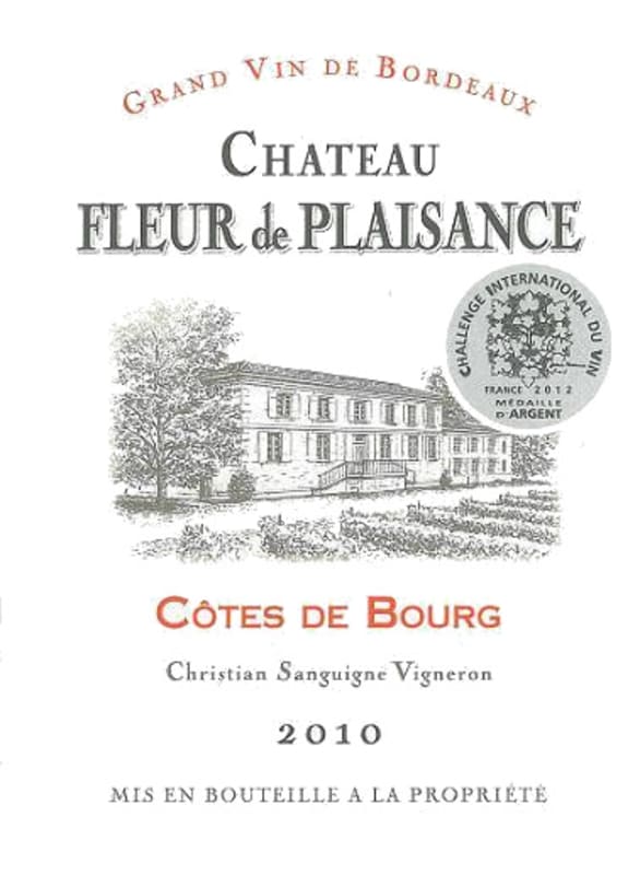 Chateau Fleur de Plaisance Cotes de Bourg 2010 Front Label