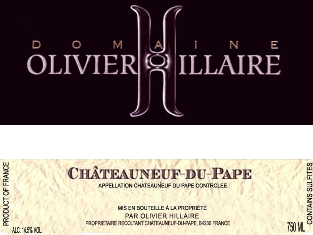 Domaine Olivier Hillaire Chateauneuf-du-Pape 2014 Front Label