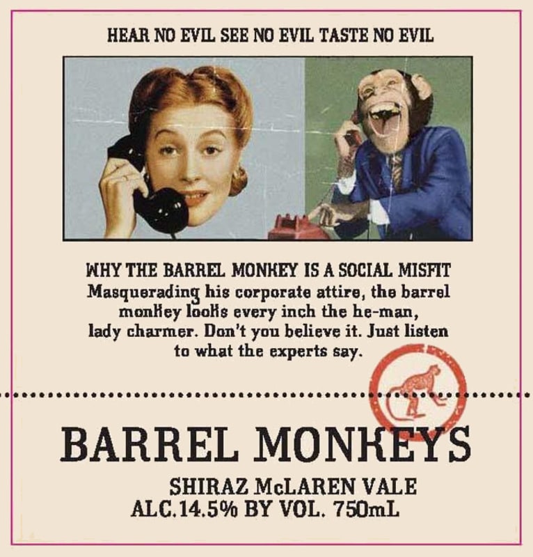 Redheads Studio Barrel Monkeys Shiraz 2010 Front Label