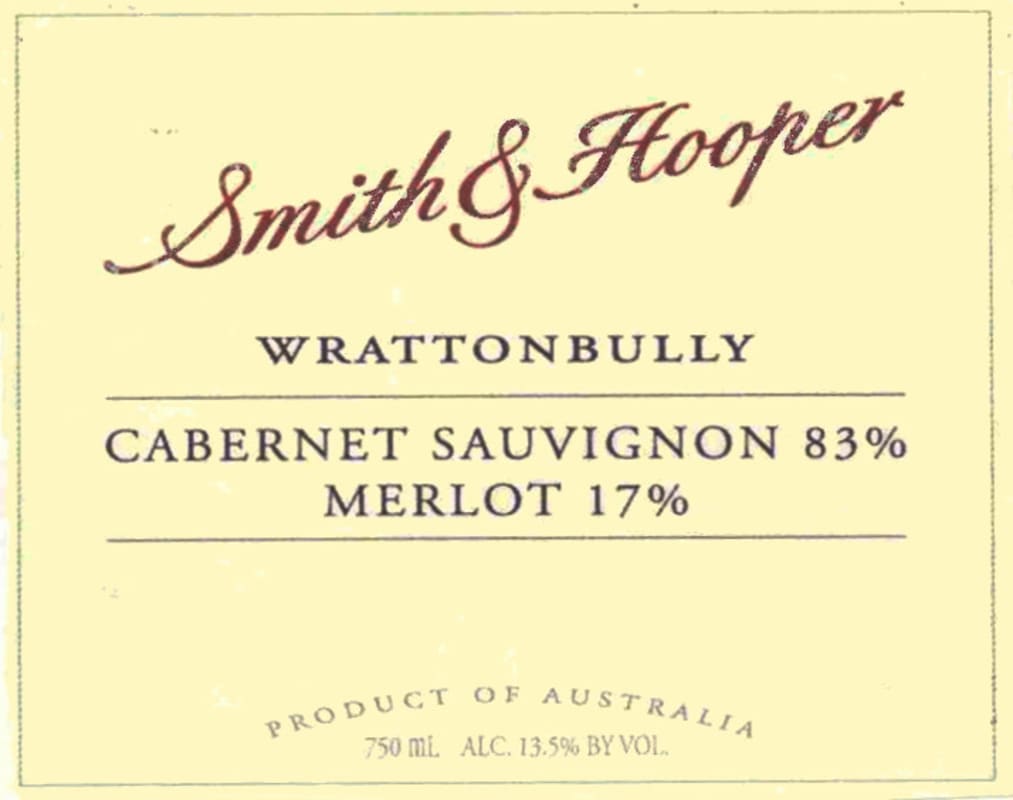 Smith & Hooper Cabernet Sauvignon Merlot 2008 Front Label