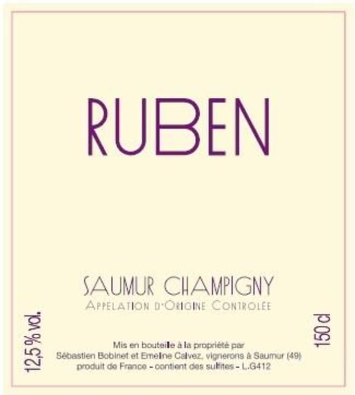 Sebastien Bobinet Saumur Champigny Ruben 2013 Front Label