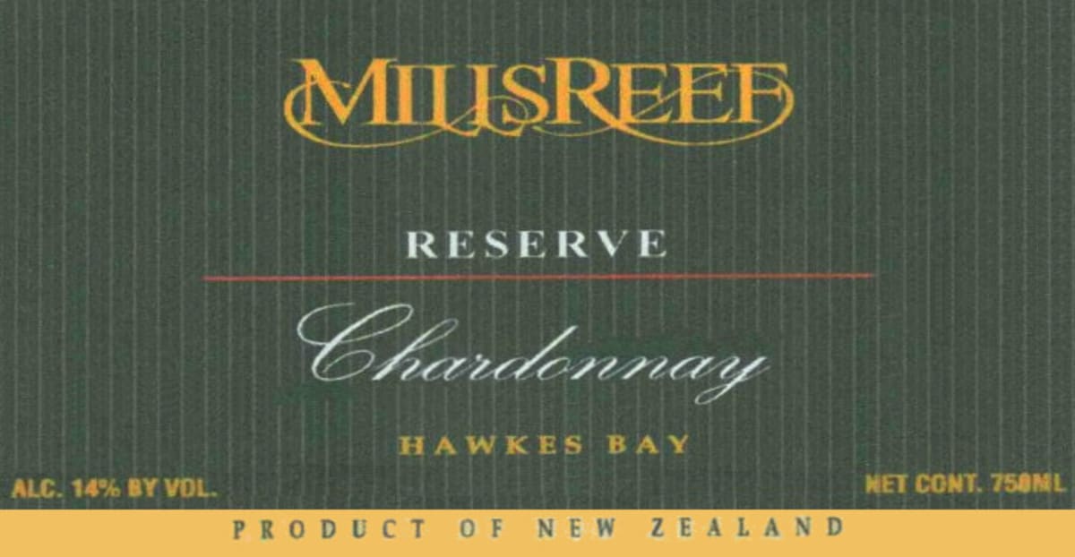 Mills Reef Hawkes Bay Reserve Chardonnay 2011 Front Label