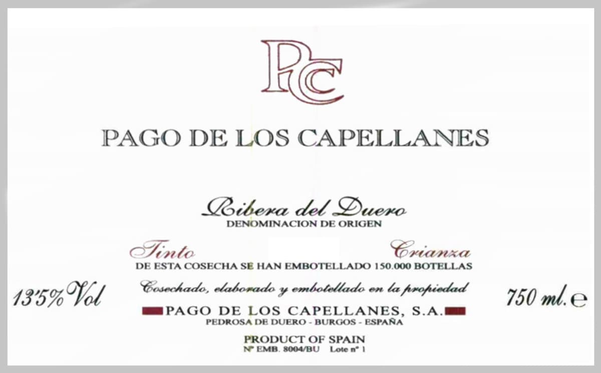 Pago de Los Capellanes Crianza 2005 Front Label
