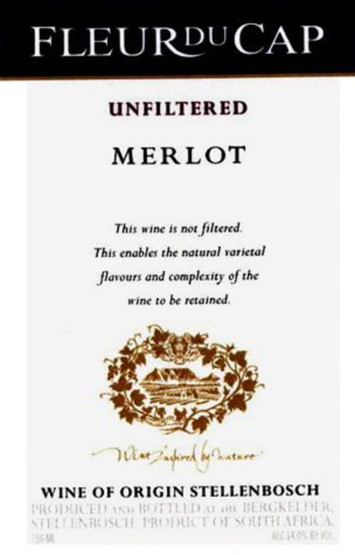 Fleur du Cap Unfiltered Merlot 2011 Front Label