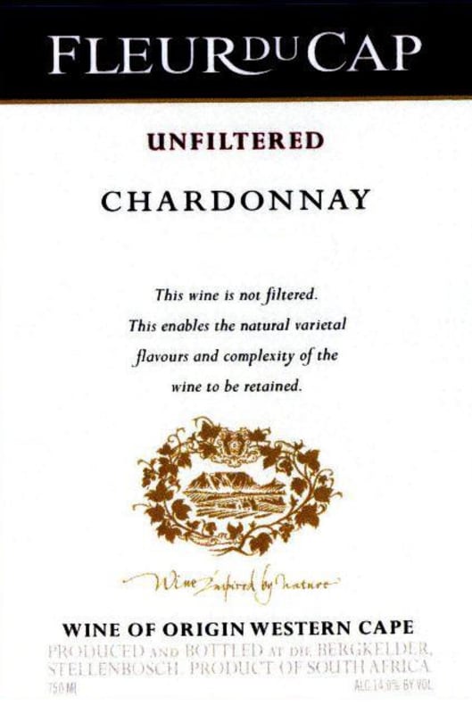 Fleur du Cap Unfiltered Chardonnay 2014 Front Label