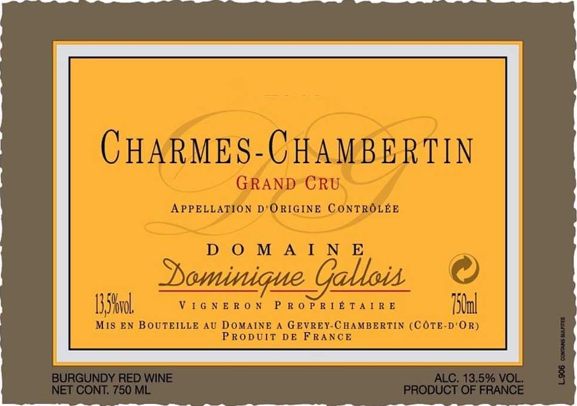 Dominique Gallois Charmes-Chambertin Grand Cru 2011 Front Label