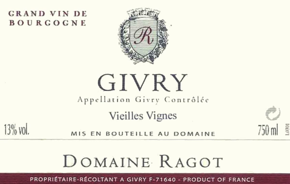 Domaine Ragot Givry Vieilles Vignes 2009 Front Label