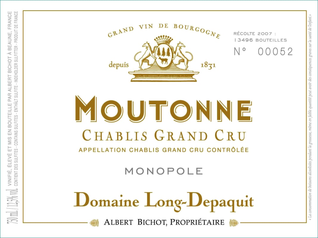 Albert Bichot Chablis Moutonne Grand Cru 2013 Front Label