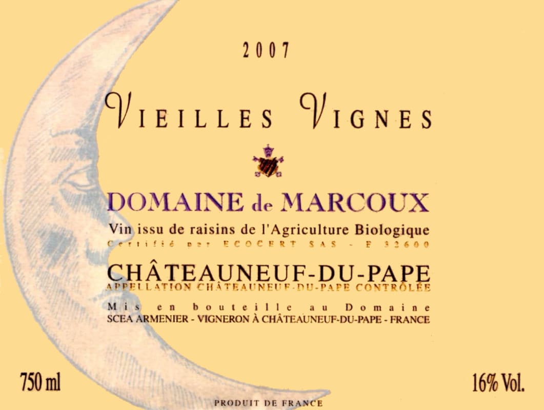 Domaine de Marcoux Chateauneuf-du-Pape Vieilles Vignes 2007 Front Label