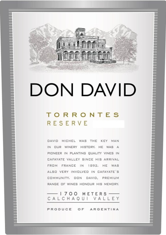 El Esteco Don David Reserve Torrontes 2012 Front Label