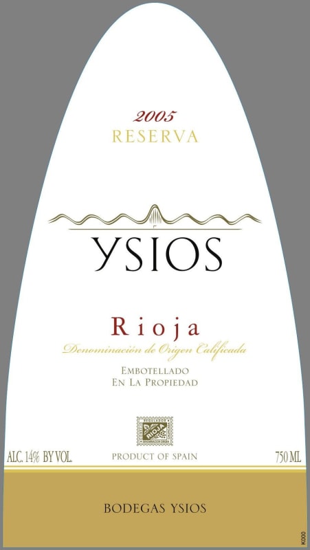 Ysios Reserva 2005 Front Label