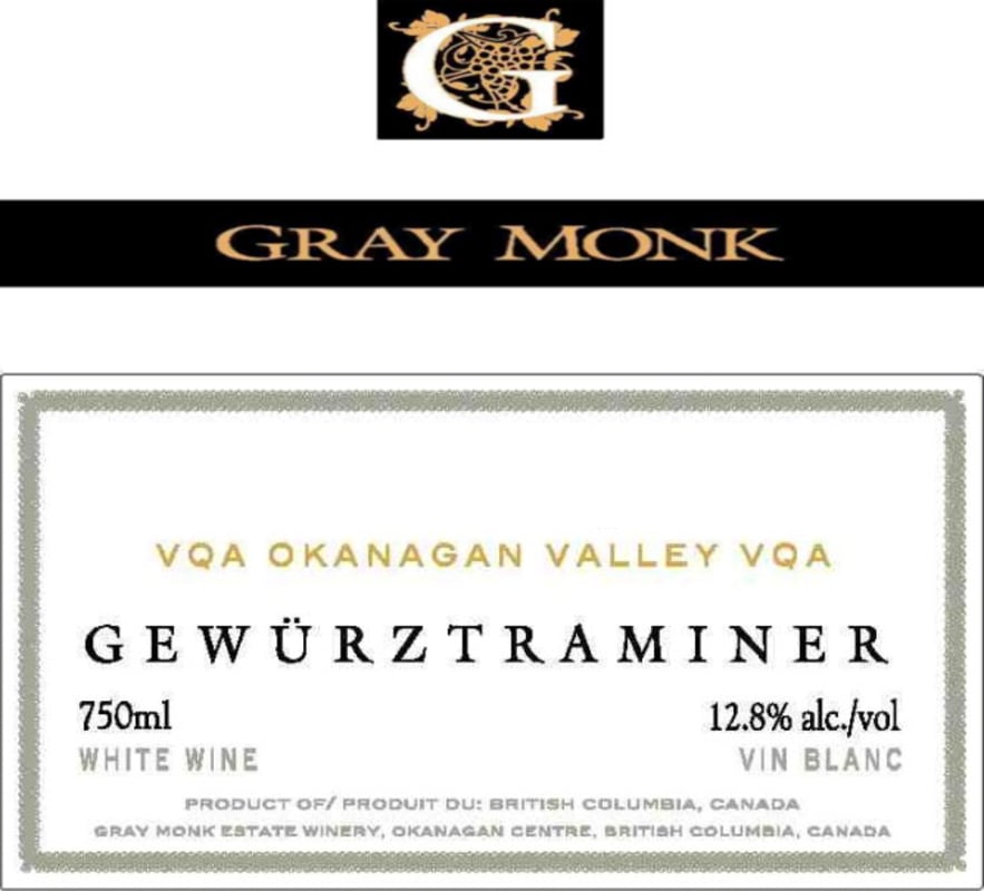 Gray Monk Okanagan Valley Gewurztraminer 2008 Front Label