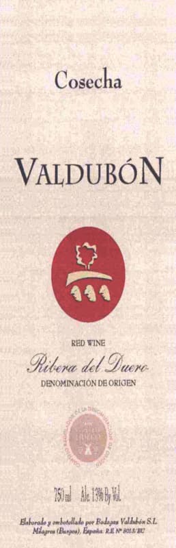 Valdubon Joven Cosecha 2010 Front Label