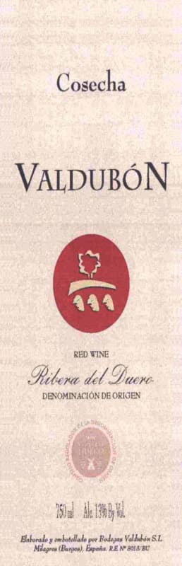 Valdubon Joven Cosecha 2009 Front Label