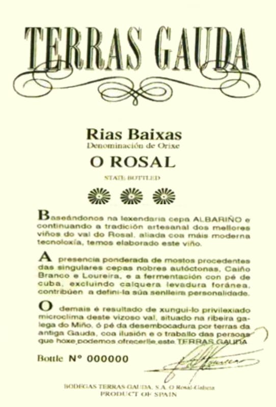 Terras Gauda O Rosal 2008 Front Label