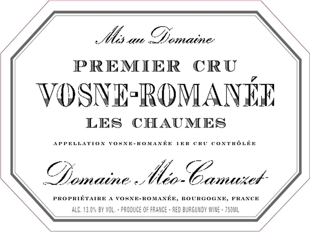 Domaine Meo-Camuzet Vosne-Romanee Les Chaumes Premier Cru 2012 Front Label