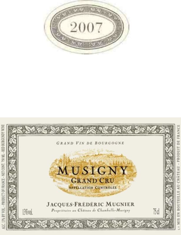 Domaine Jacques-Frederic Mugnier Le Musigny Grand Cru 2007 Front Label